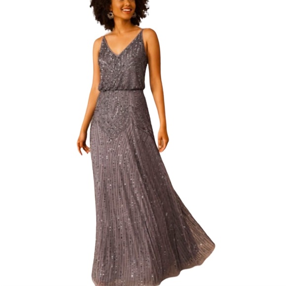 New BHLDN Fidelia 2 | XS Blue Gray Allover Sequins Embellished Maxi Gown - Picture 7 of 13